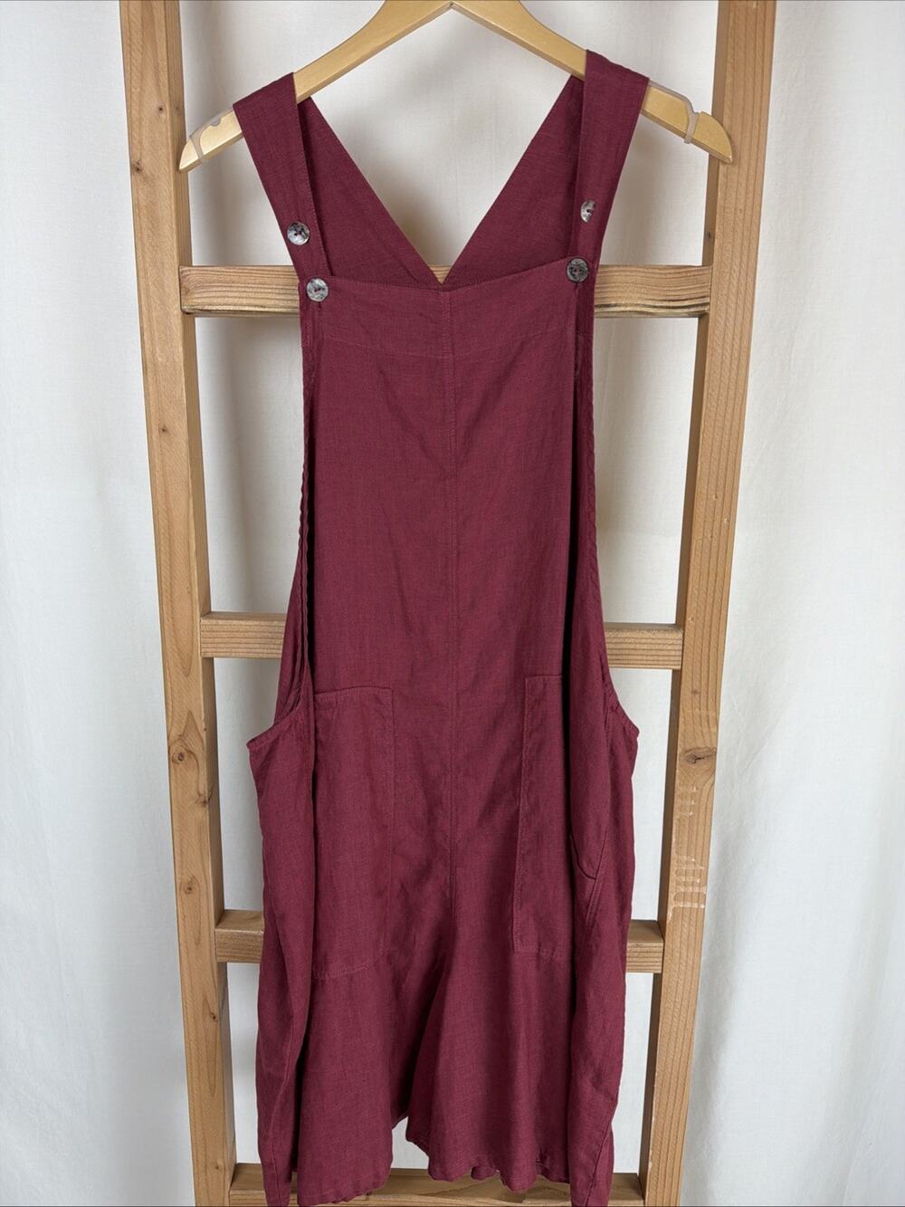 NWT Kleen Red Oversized Linen Wide Leg Short Jumper Overalls #5-0855 Size 1X